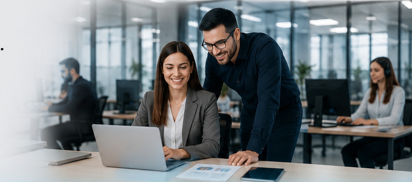 Professional team working in a modern office